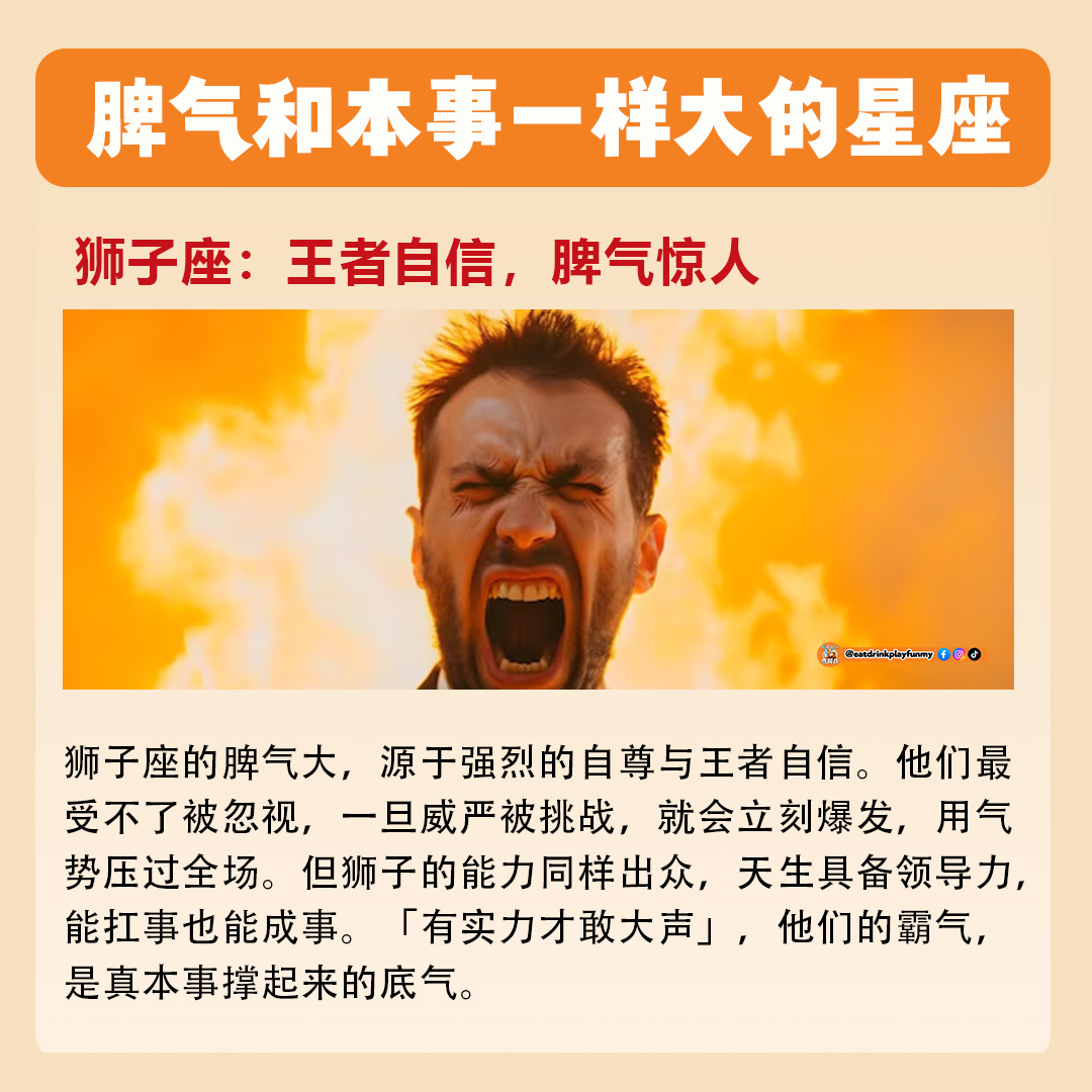 大马吃喝玩乐 - 有脾气也有能力的星座